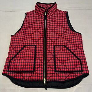J Crew Buffalo Plaid Gingham Quilt Puffer Zip Vest XL